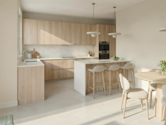 Cuisine moderne semi-ouverte équipée dans une villa neuve de standing à Commugny