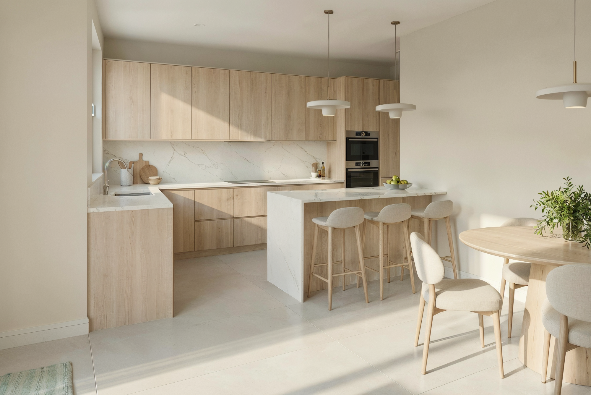 Cuisine moderne semi-ouverte équipée dans une villa neuve de standing à Commugny