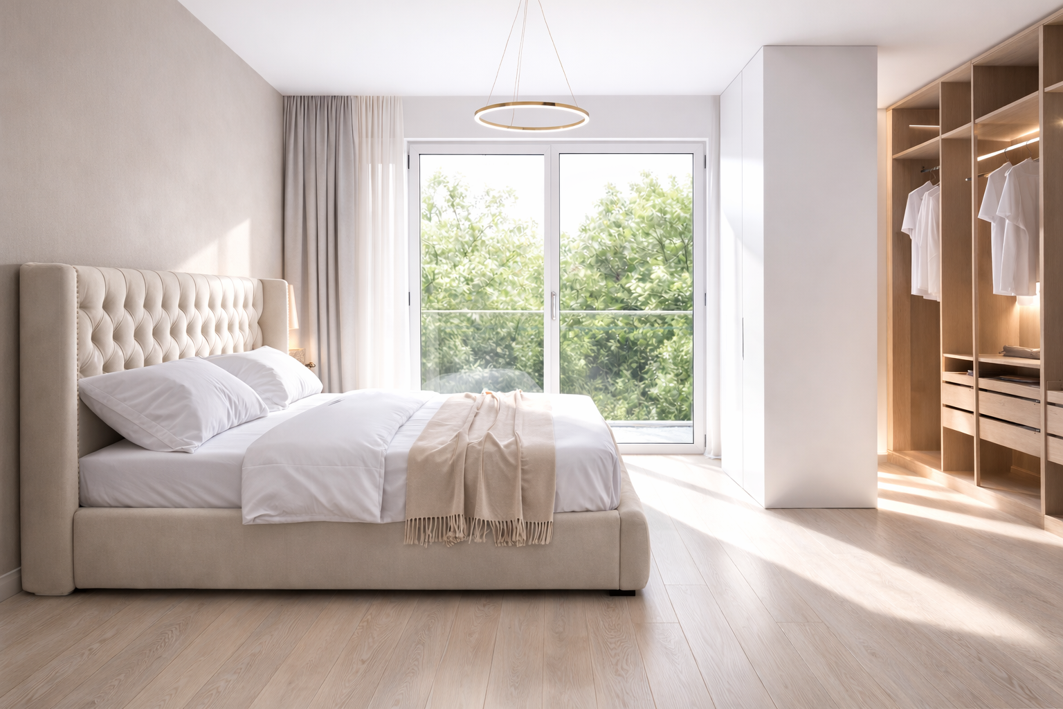 Suite parentale avec dressing et salle de douche dans une villa neuve à Commugny